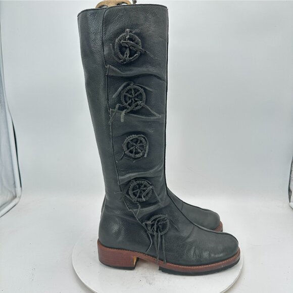 Jim Barnier Dreamcatcher Women Size 7 Black Leather Side Zip up Knee High Boot - Picture 4 of 13